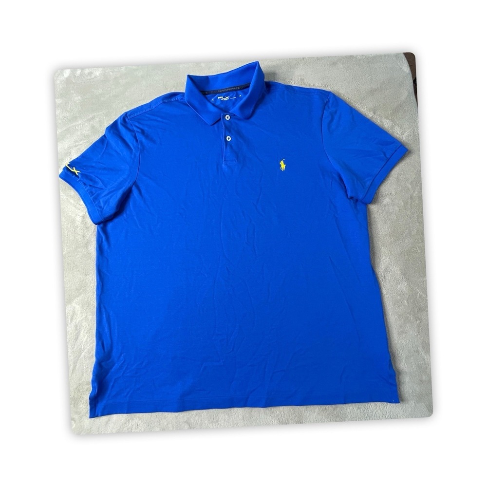RLX Ralph Lauren Polo Shirt Blue Mens XXL Golf Cotton Polo Performance